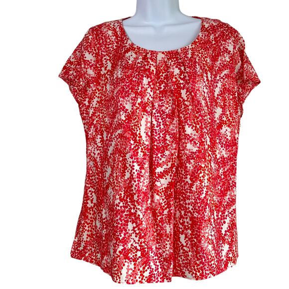 Boden Womens Ravello Silk Blend Top Red Pink Floral Size 8 Career Preppy Cottage - Picture 1 of 7